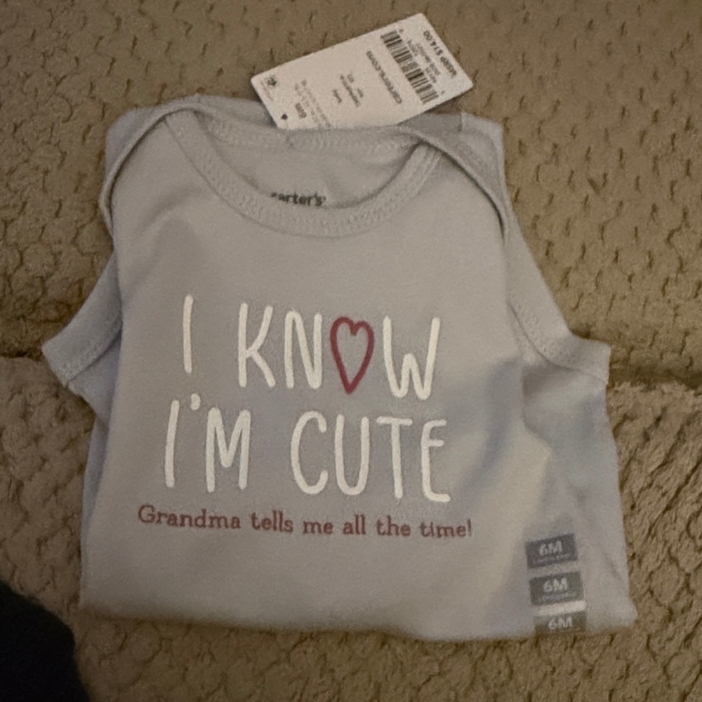 Carter's Light Gray Baby Onesie with Cute Print